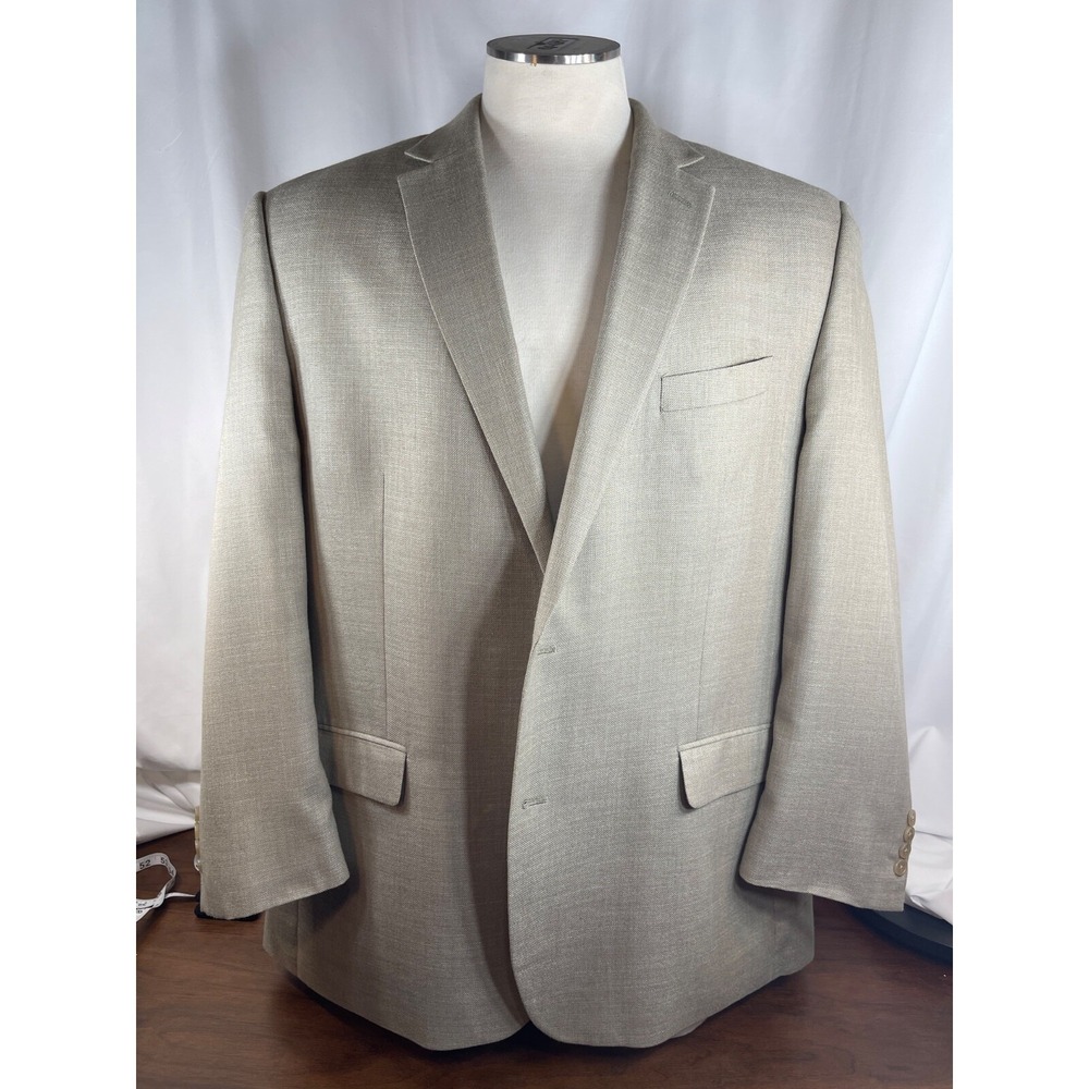 Linen Blend Summer Blazer 48 Long Khaki Taupe Izod Sports Coat Men's 48 Long EUC - Picture 13 of 13